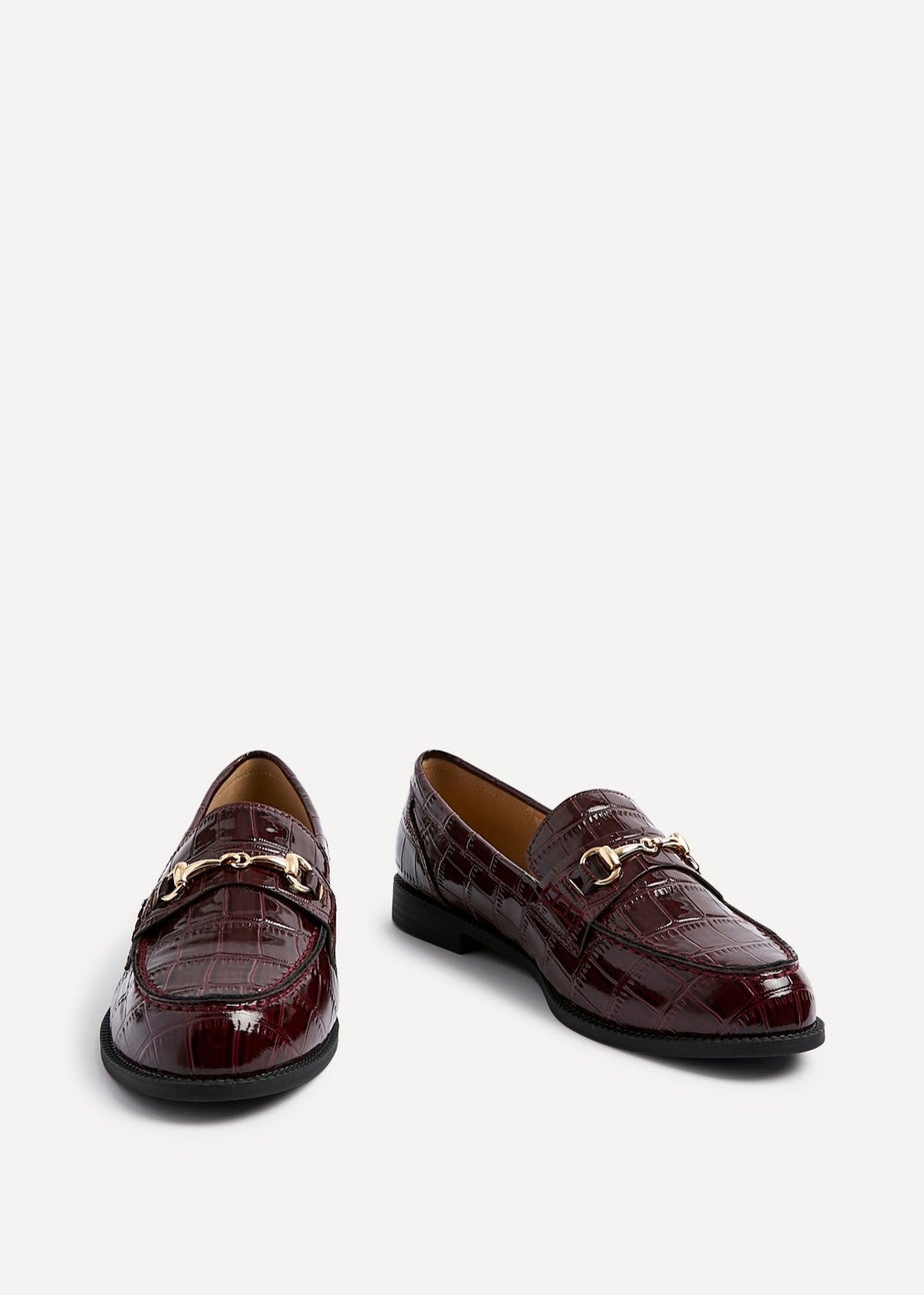 Linzi Maison Burgundy Faux Croc Patent Leather Loafer