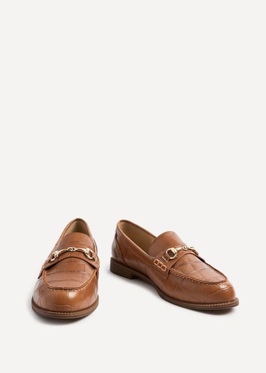 Linzi Maison Tan Faux Croc Patent Leather Loafer