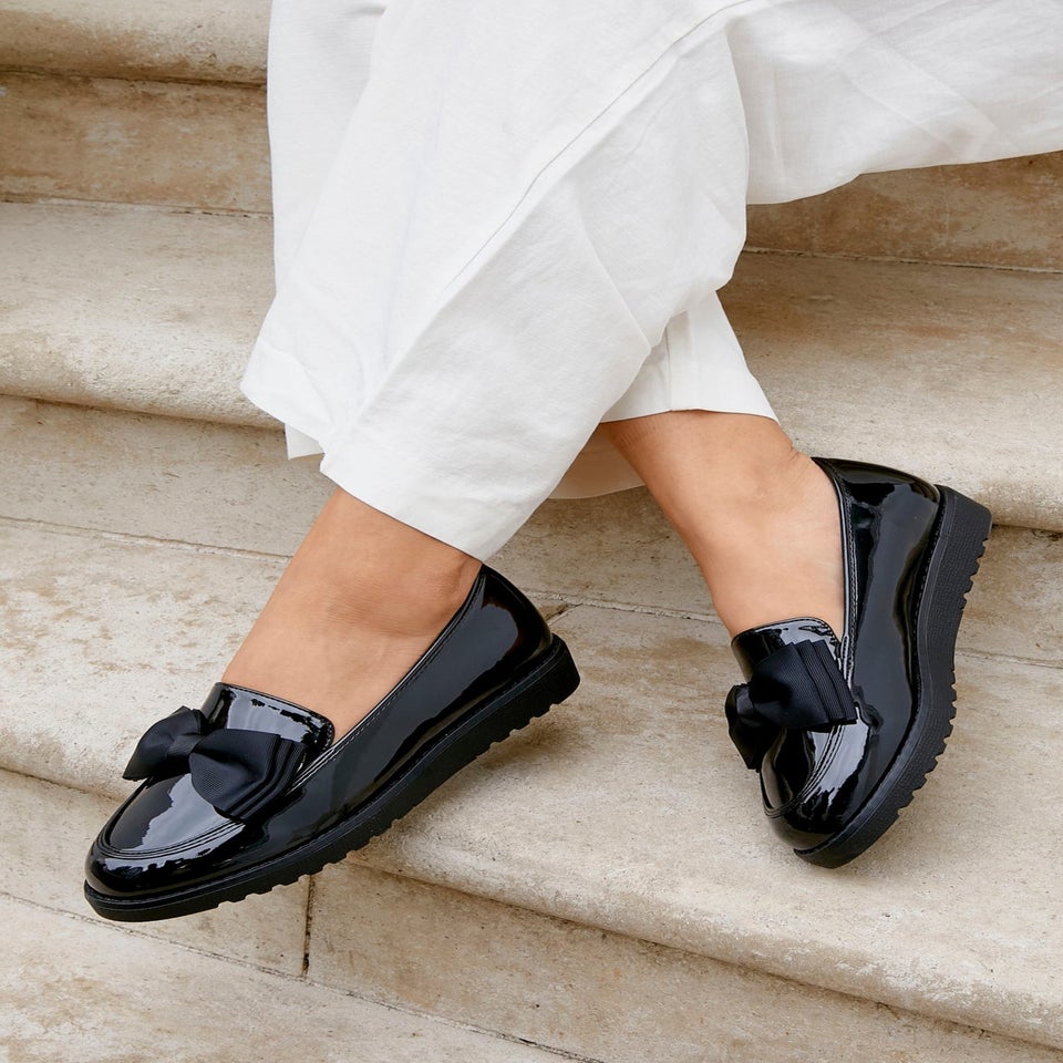 Linzi Violetta Wide Fit Black Patent Loafer