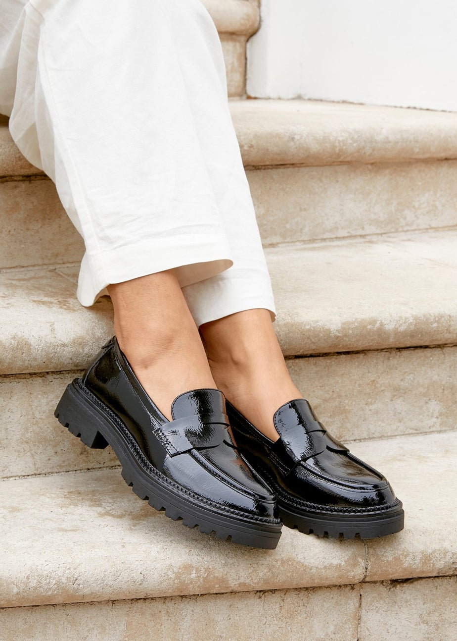 Linzi Lesson Black Patent Chunky Loafer