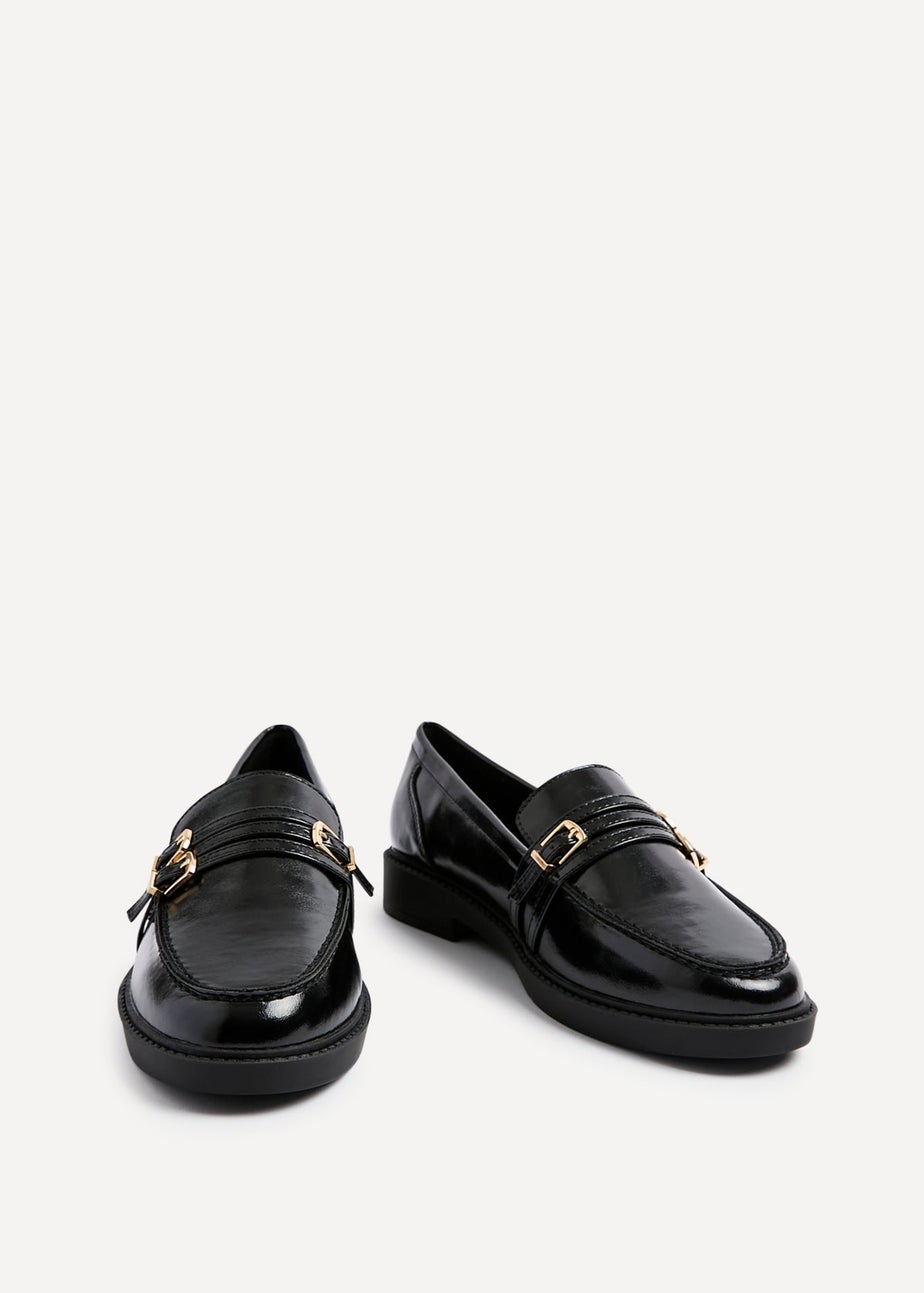 Linzi Portland Black Faux Leather Loafers