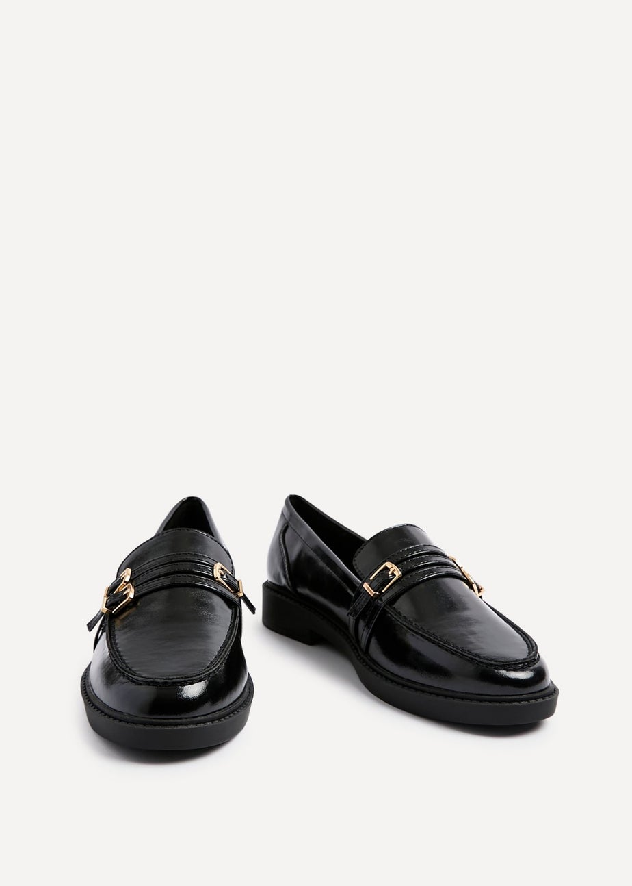 Linzi Portland Black Faux Leather Loafer