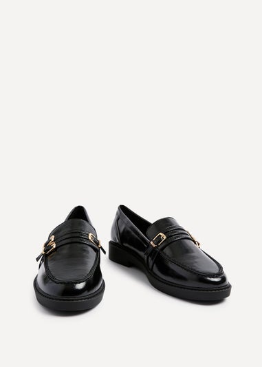 Linzi Portland Black Faux Leather Loafer