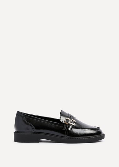 Linzi Portland Black Faux Leather Loafers