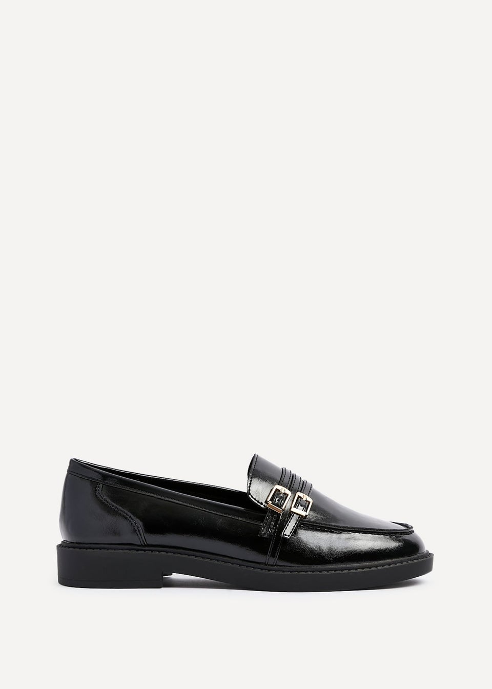 Linzi Portland Black Faux Leather Loafers