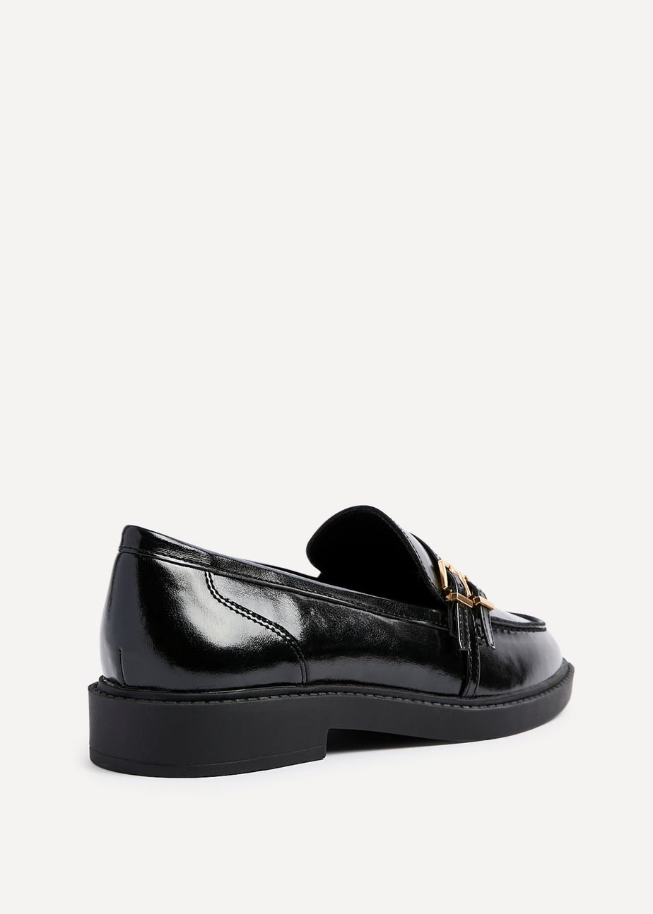 Linzi Portland Black Faux Leather Loafer
