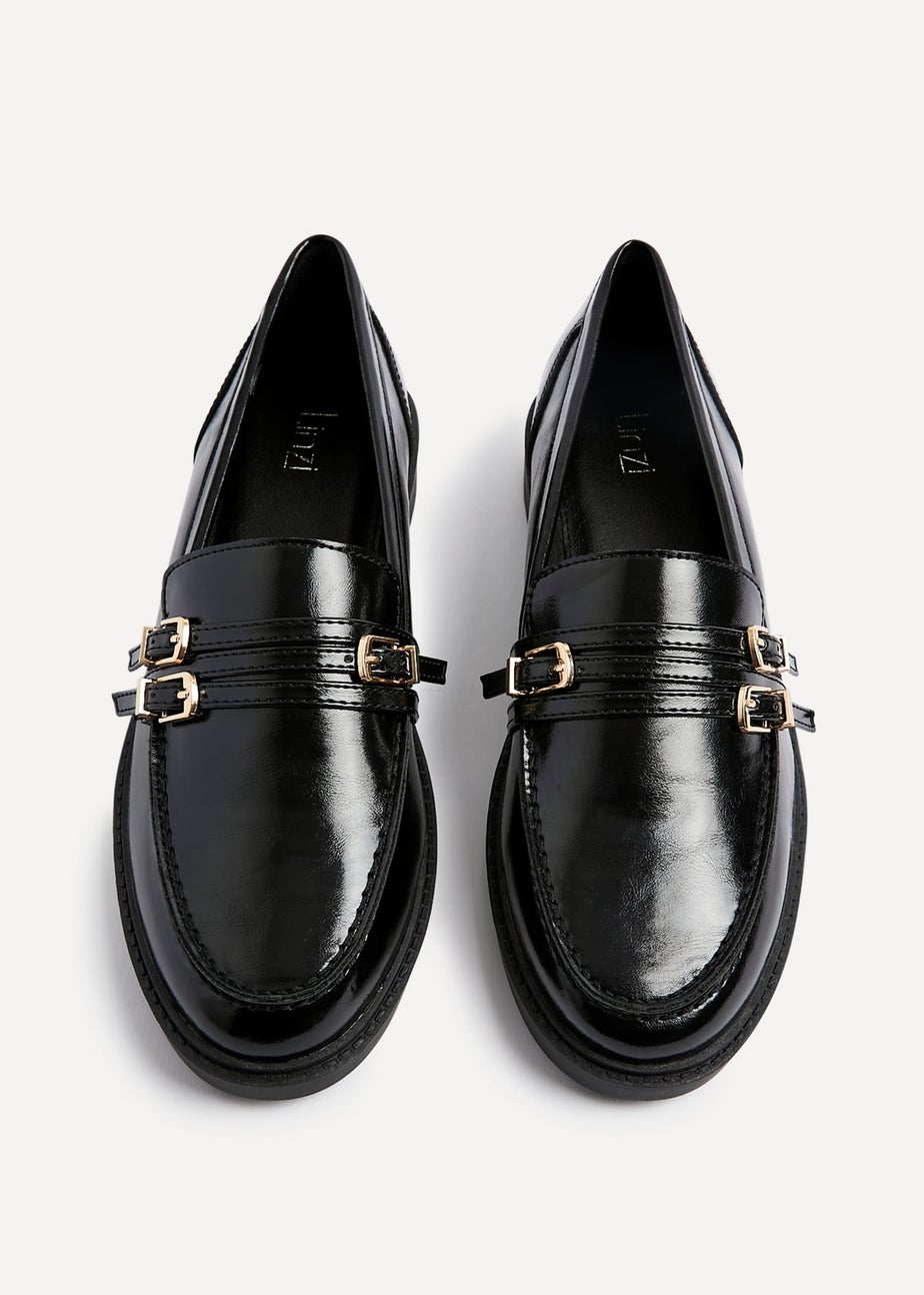 Linzi Portland Black Faux Leather Loafer