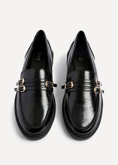Linzi Portland Black Faux Leather Loafer
