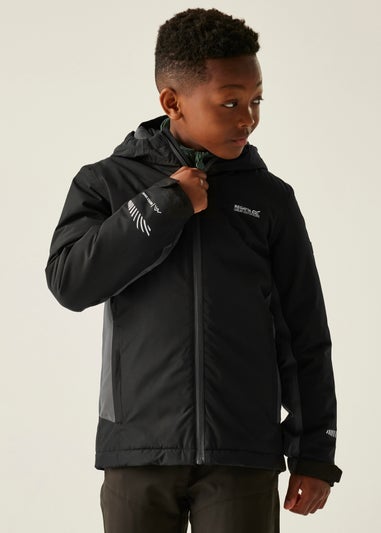 Regatta Black/Grey Kids' Hurdle Reflective Waterproof Insulated Jacket (3-16yrs)
