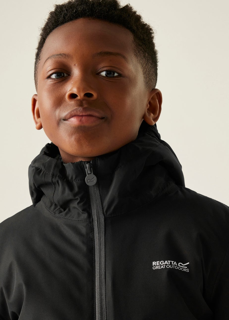 Regatta Black/Grey Kids' Hurdle Reflective Waterproof Insulated Jacket (3-16yrs)