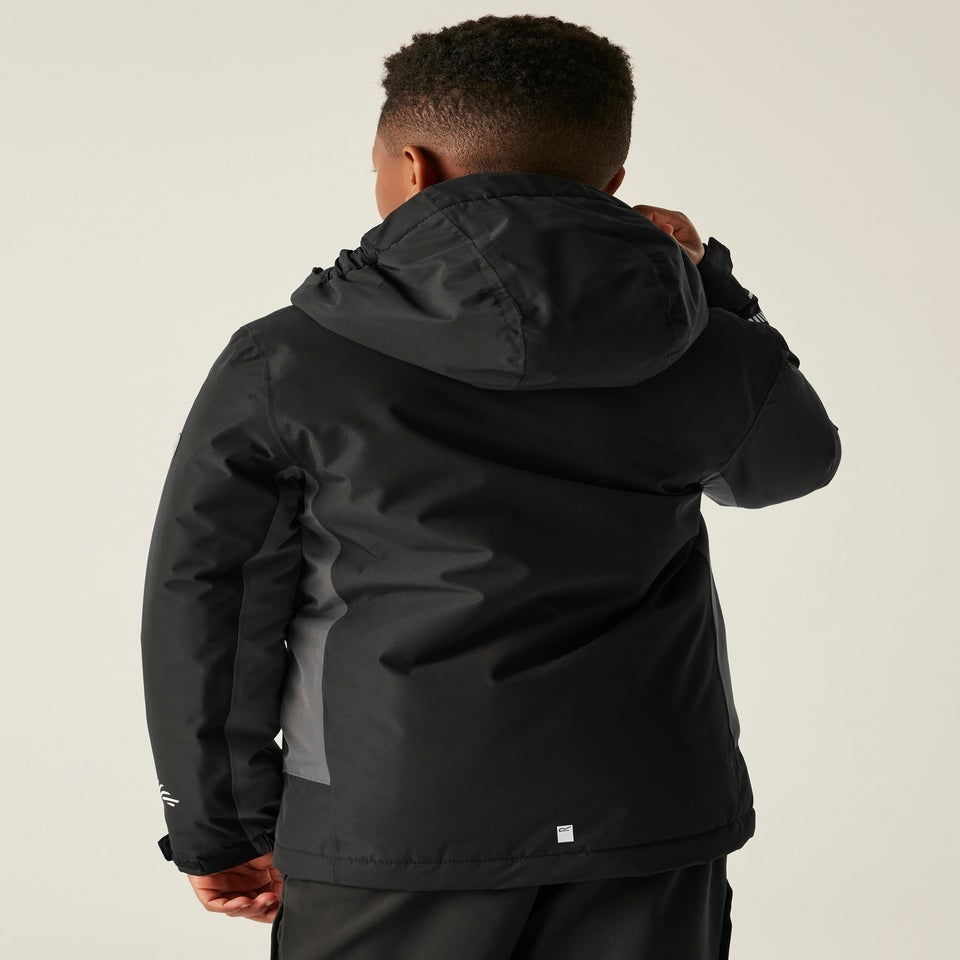 Regatta Black/Grey Kids' Hurdle Reflective Waterproof Insulated Jacket (3-16yrs)