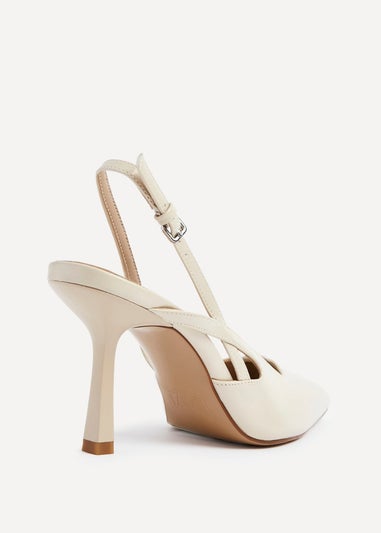 Linzi Rhea Sand Faux Leather Sling Back Court Heels