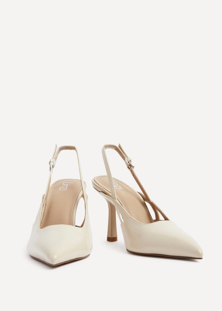 Linzi Rhea Sand Faux Leather Sling Back Court Heels
