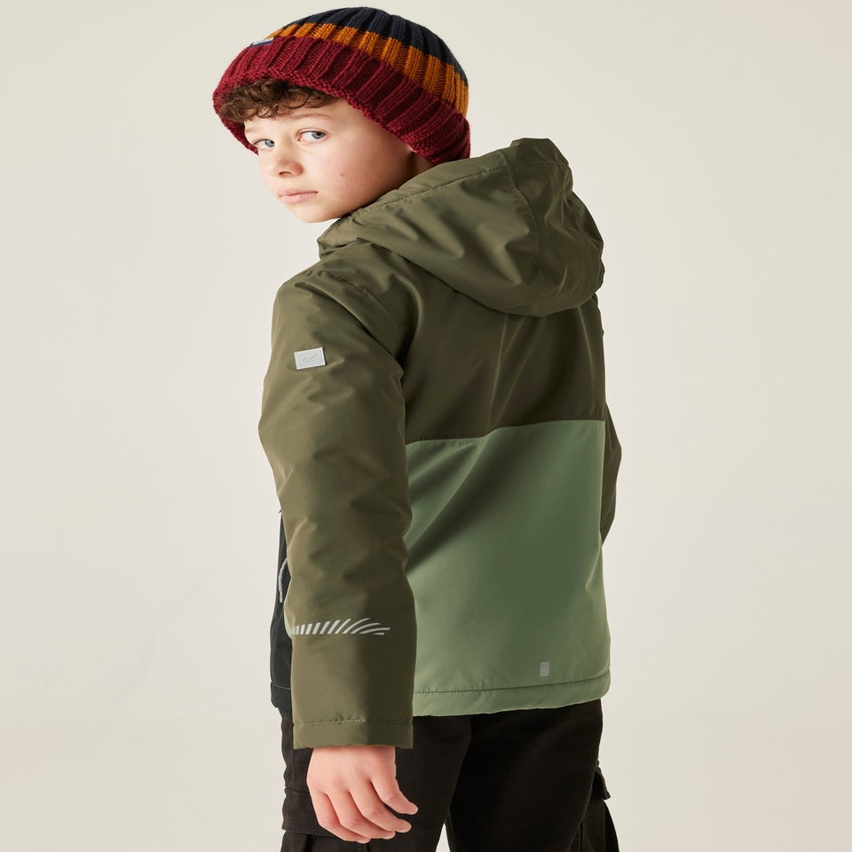 Regatta Soft Green Kids' Hillain Warm Lined Reflective Waterproof Insulated Jacket (3-16yrs)