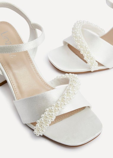 Linzi Iris Ivory Satin Block Heel