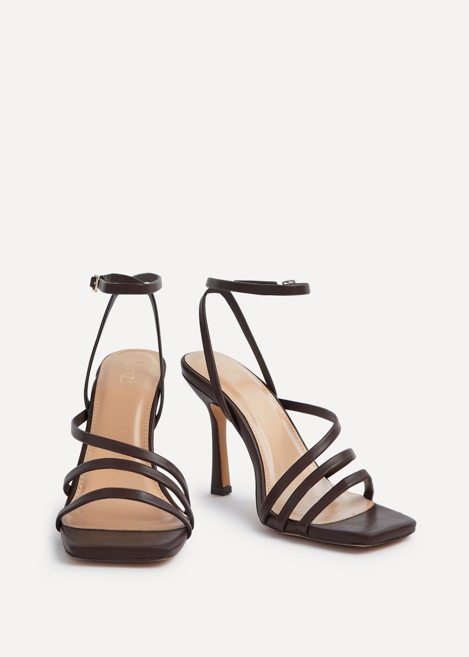 Linzi Scarlett Brown Faux Leather Strappy Heel Sandal