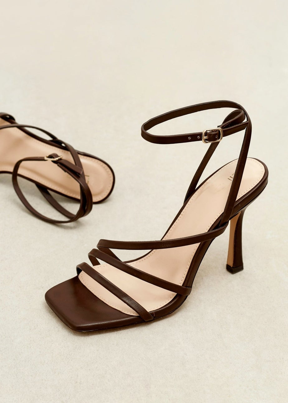 Linzi Scarlett Brown Faux Leather Strappy Heel Sandal