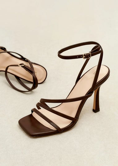 Linzi Scarlett Brown Faux Leather Strappy Heel Sandal