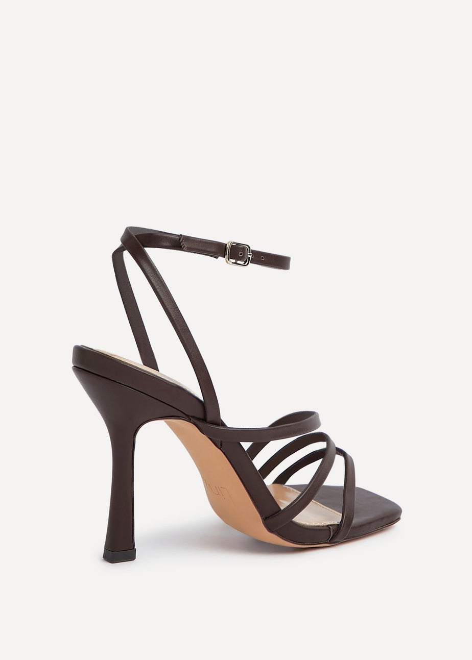 Linzi Scarlett Brown Faux Leather Strappy Heel Sandal