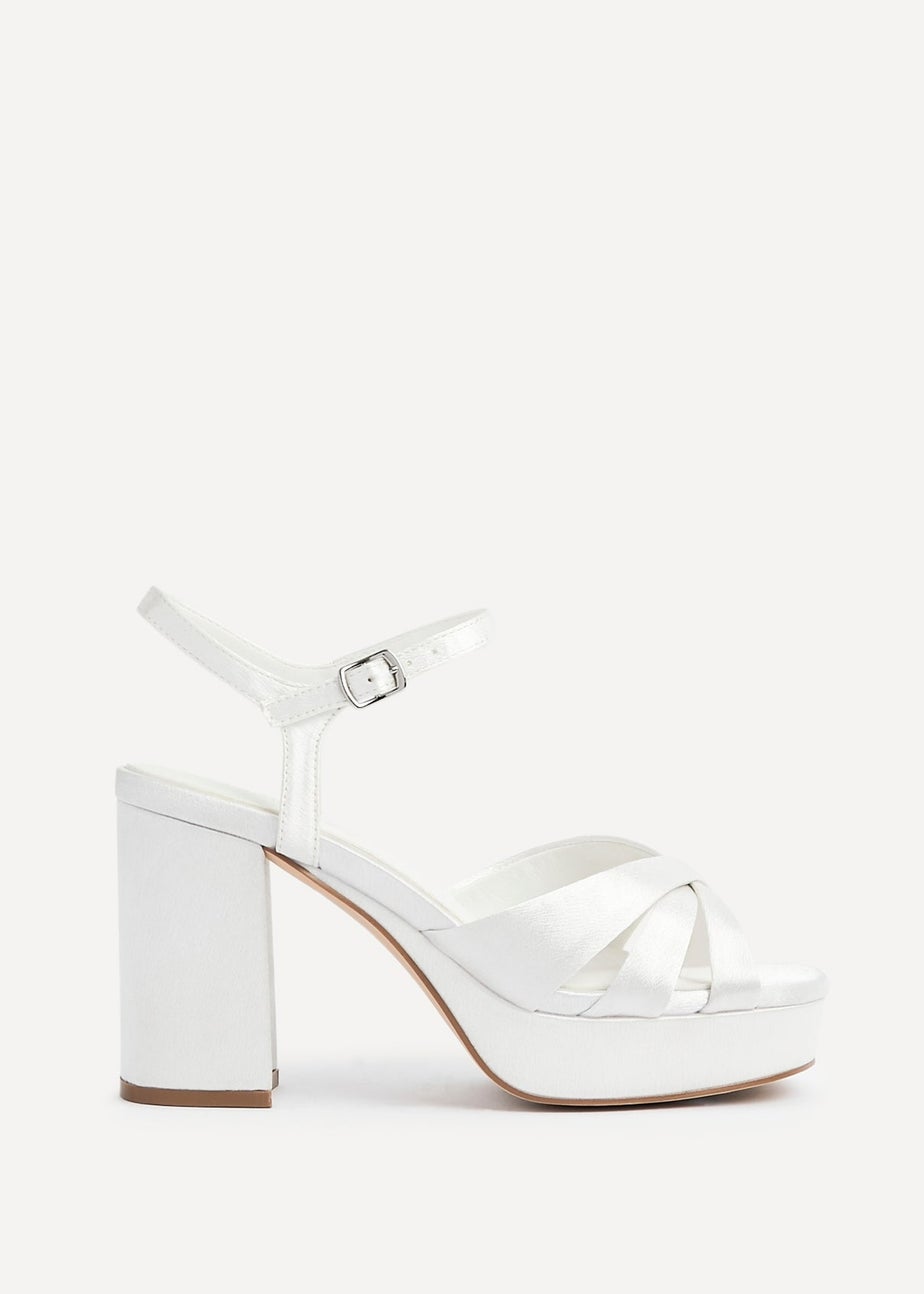 Linzi Keliah Red Faux Leather Crossover Platform Heels