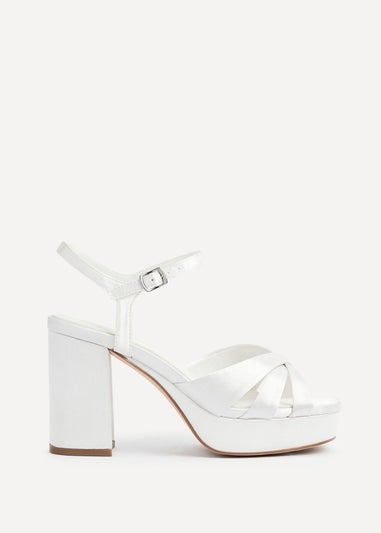 Linzi Keliah Red Faux Leather Crossover Platform Heels