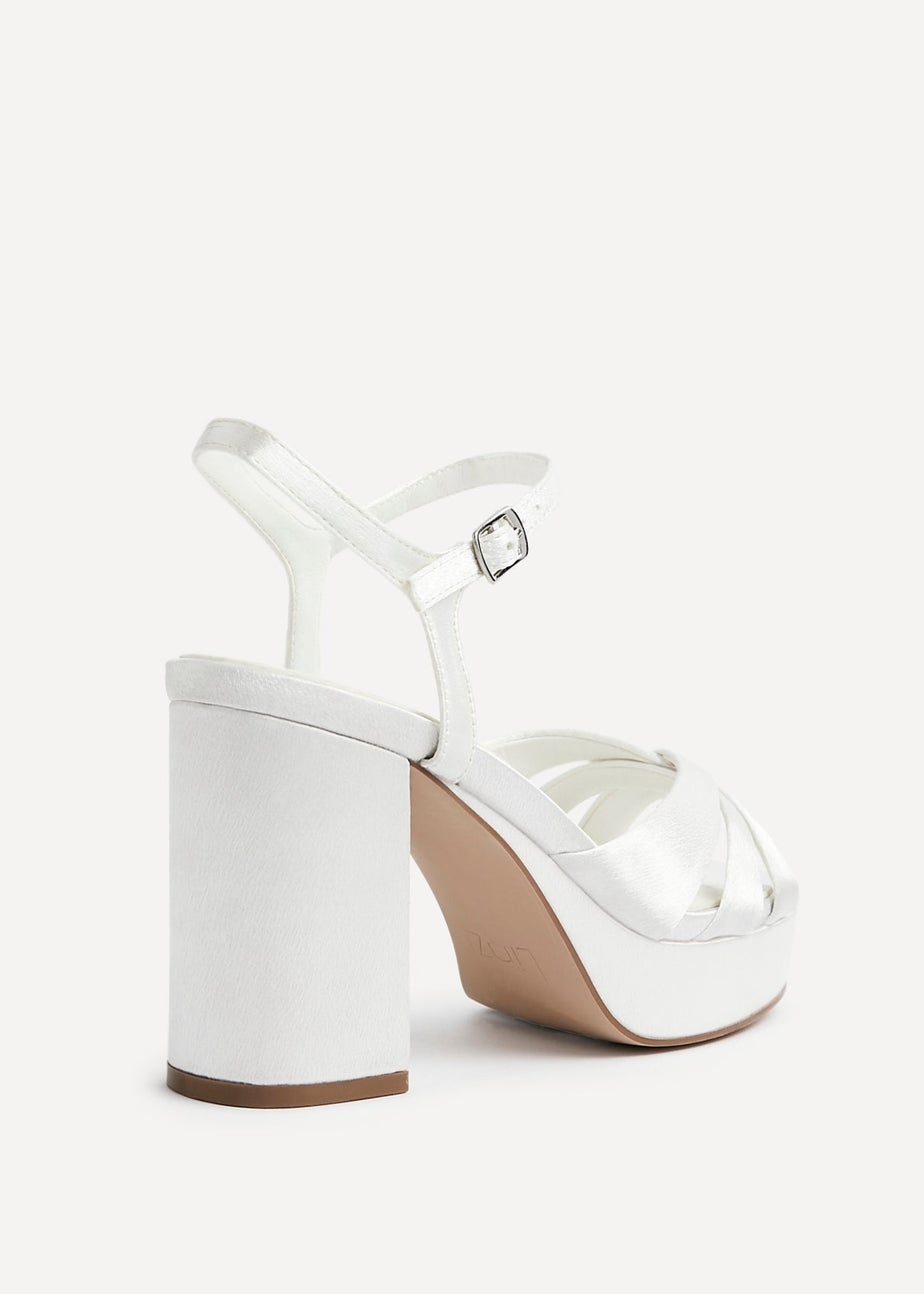 Linzi Keliah Red Faux Leather Crossover Platform Heels