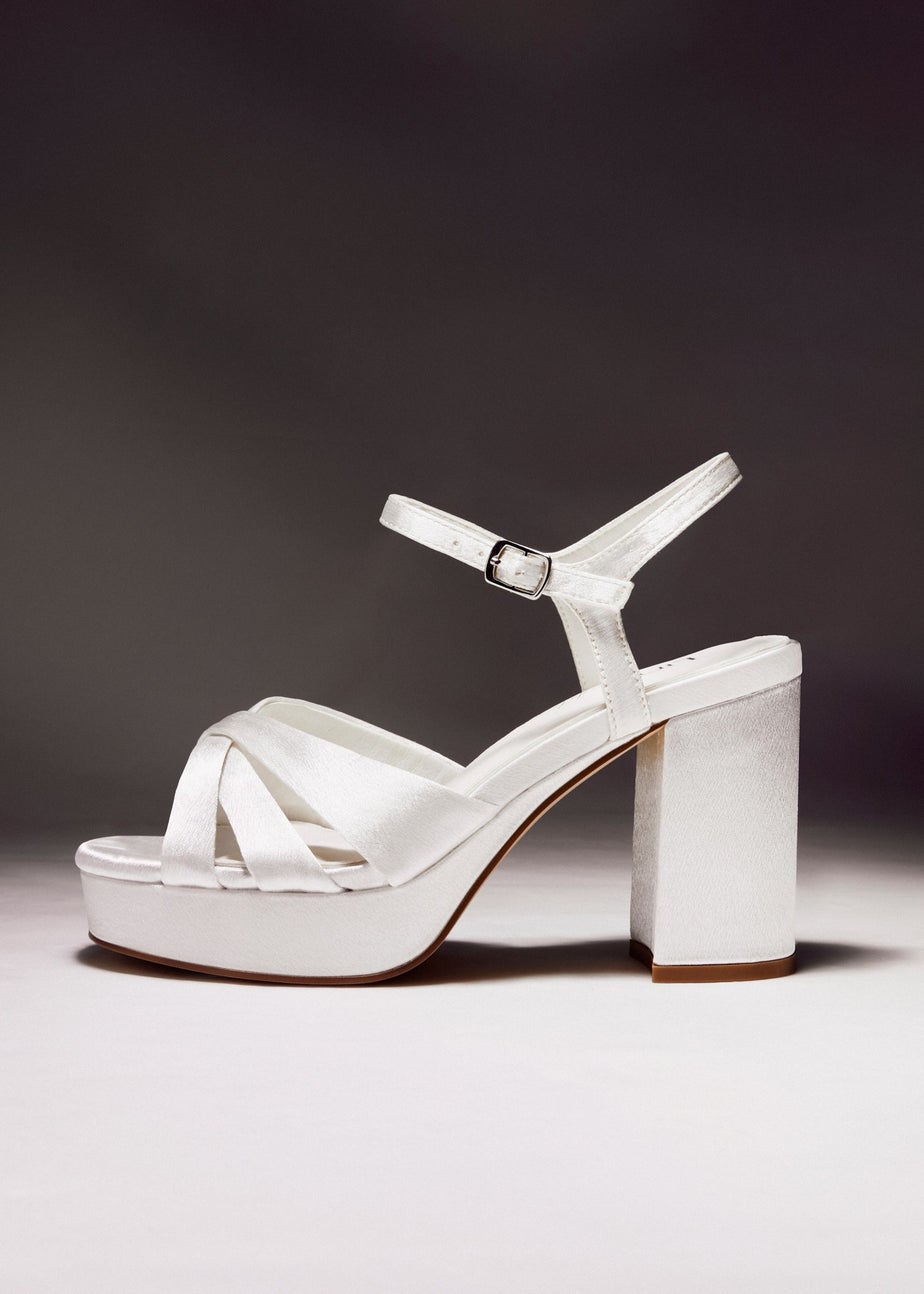 Linzi Keliah Red Faux Leather Crossover Platform Heels