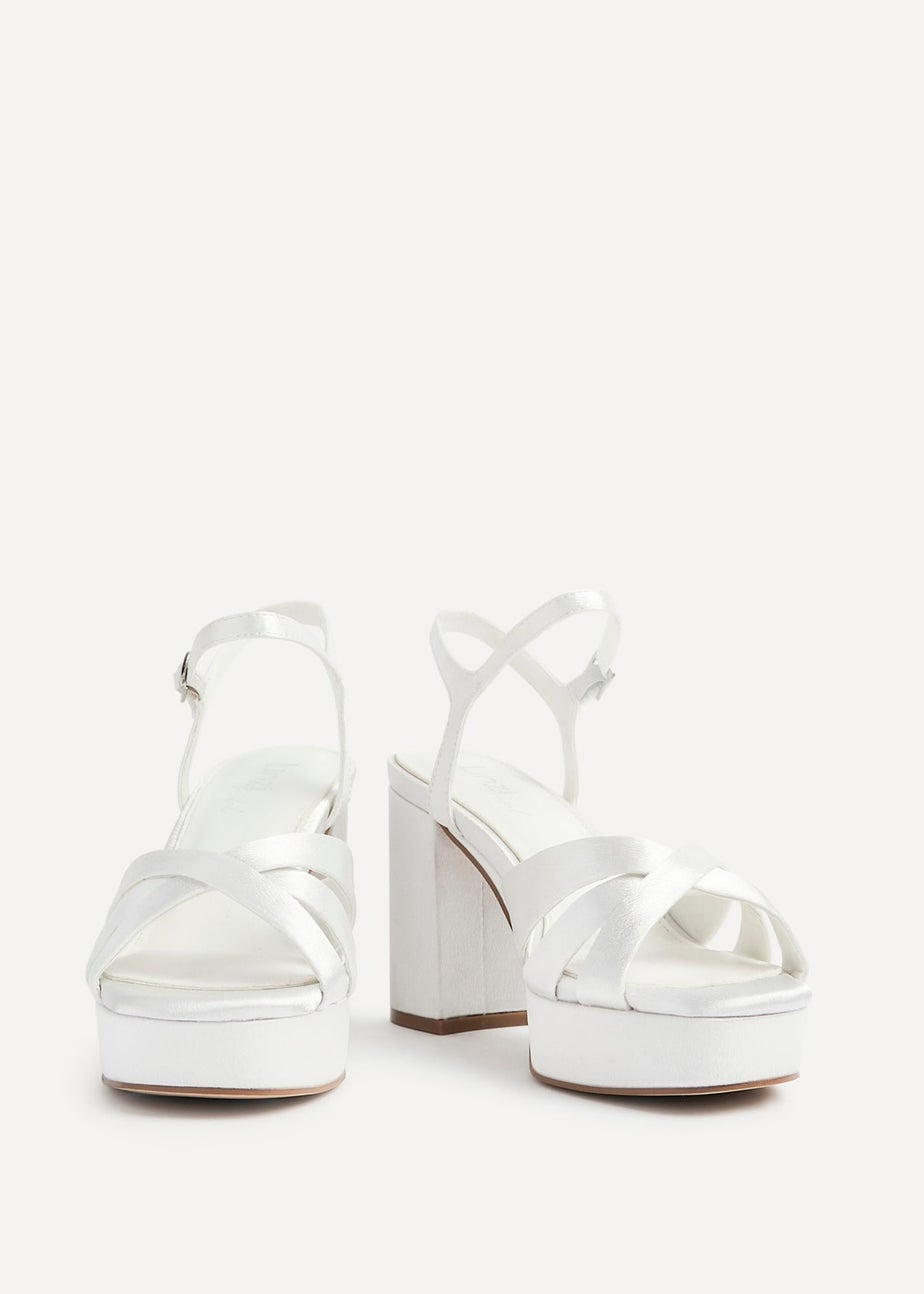 Linzi Keliah Red Faux Leather Crossover Platform Heels