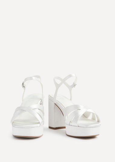 Linzi Keliah Red Faux Leather Crossover Platform Heels