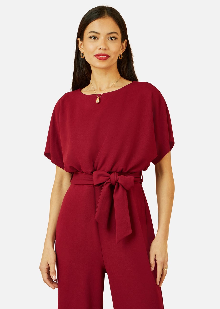 Yumi Burgundy Batwing Stretch Jumpsuit