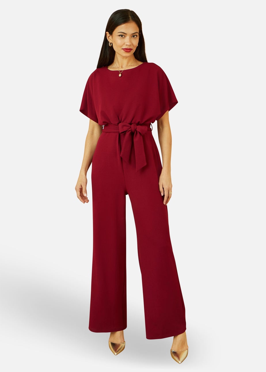 Yumi Burgundy Batwing Stretch Jumpsuit