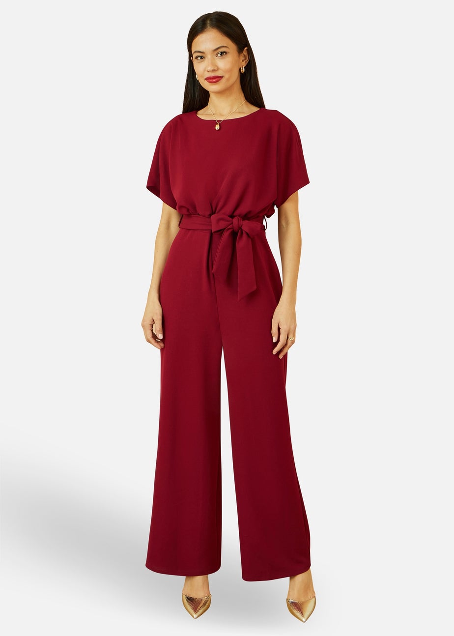 Yumi Burgundy Batwing Stretch Jumpsuit