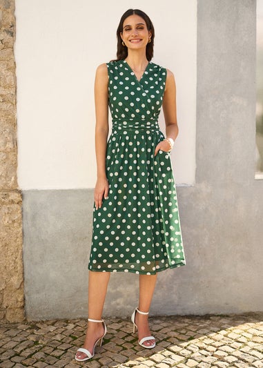 Yumi Green Mesh Wrap Dress With Pockets