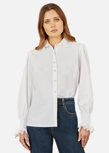 Yumi White Lace Trim Shirt