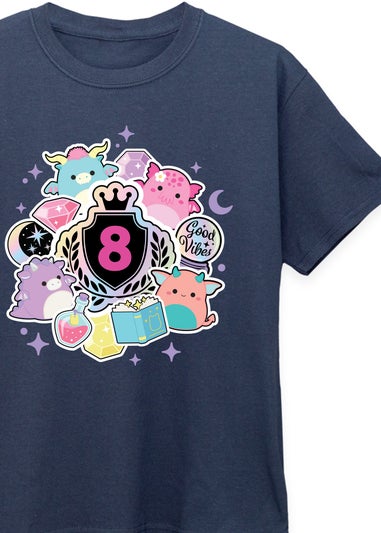 Squishmallows 8th Birthday Girls Navy Graphic T-Shirt (7-11 Years)