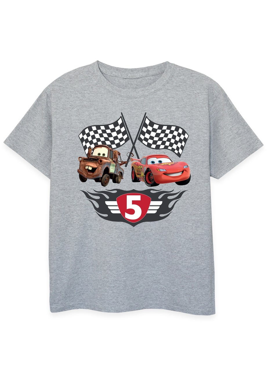 Disney Cars 5th Birthday Boys Grey Graphic T-Shirt (5-8 Years)