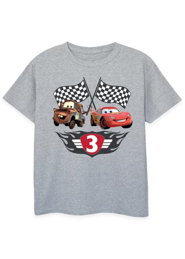 Disney Cars 3rd Birthday Boys Grey Graphic T-Shirt (3-6 Years)