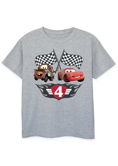 Disney Cars 4th Birthday Boys Grey Graphic T-Shirt (3-6 Years)