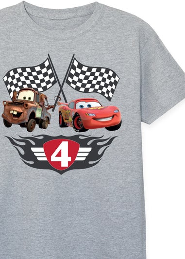 Disney Cars 4th Birthday Boys Grey Graphic T-Shirt (3-6 Years)