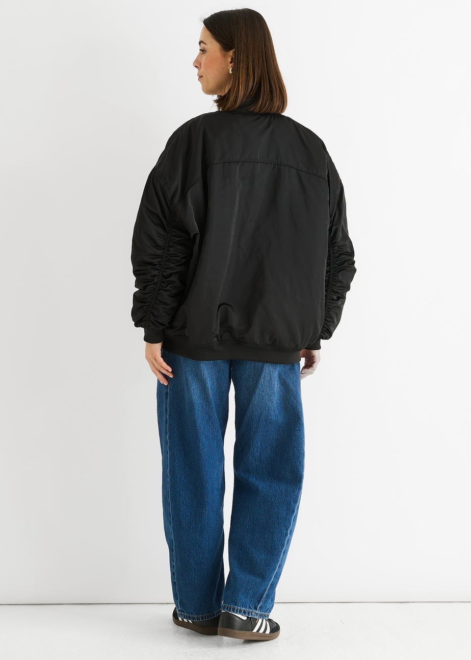 Gini London Black Padded Oversized Bomber Jacket