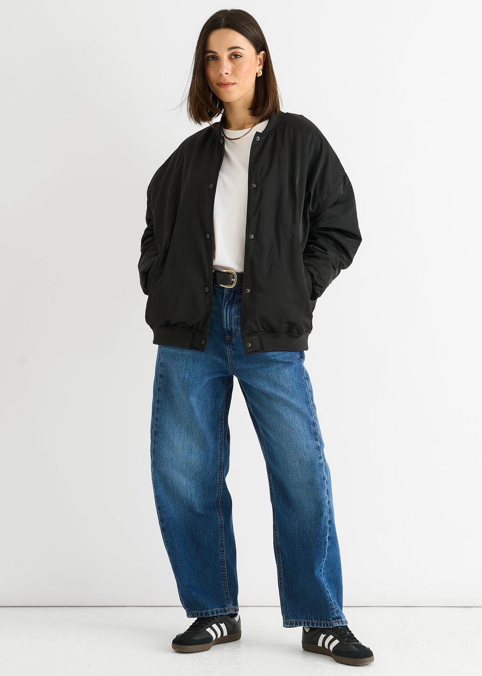 Gini London Black Padded Oversized Bomber Jacket