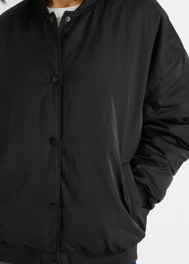 Gini London Black Padded Oversized Bomber Jacket