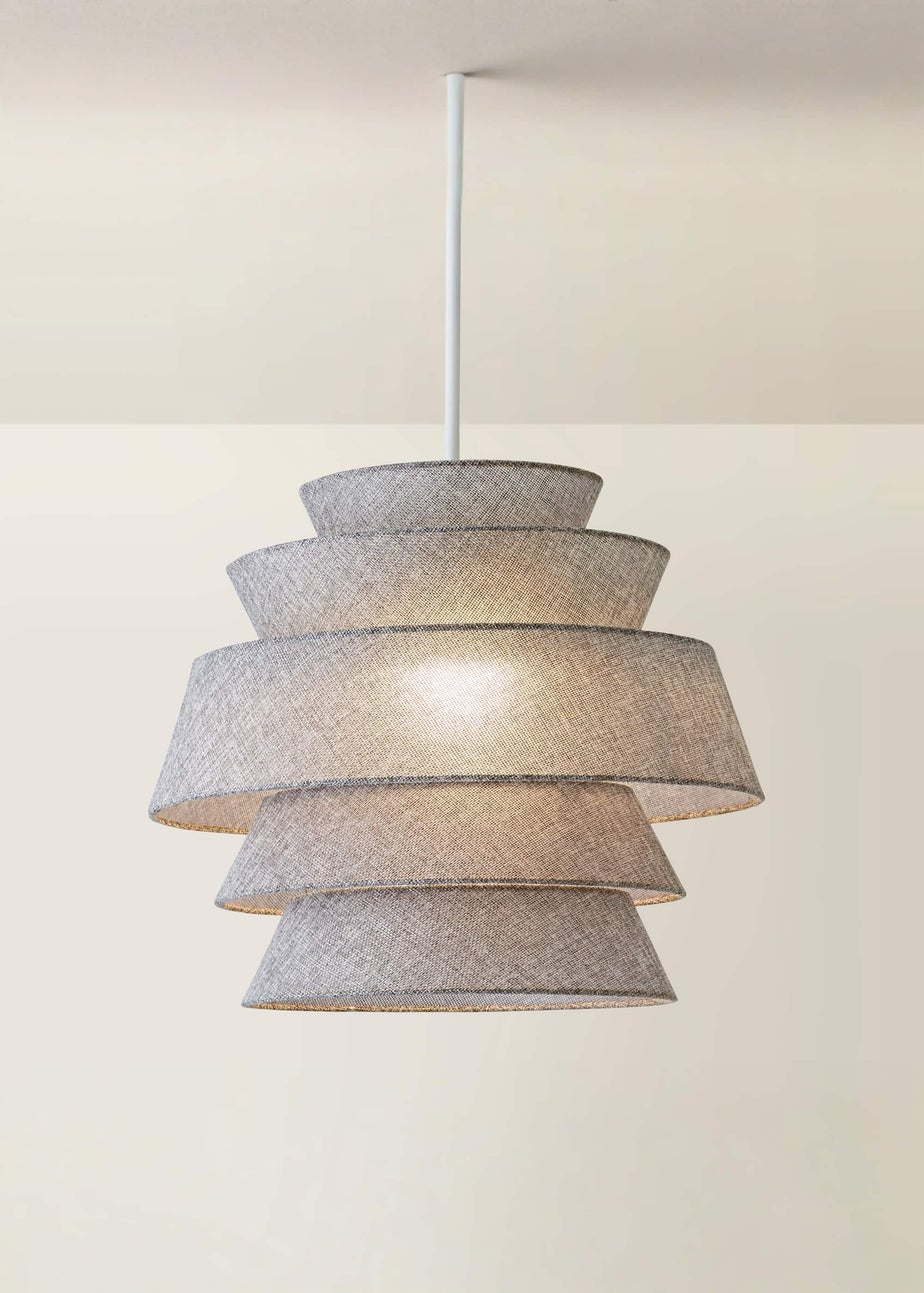 ValueLights Valerie Linen Grey Tiered Easy Fit Lampshade