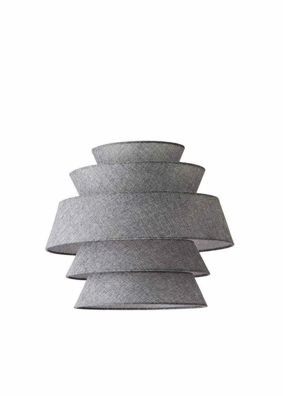 ValueLights Valerie Linen Grey Tiered Easy Fit Lampshade