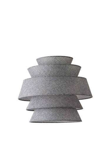 ValueLights Valerie Linen Grey Tiered Easy Fit Lampshade