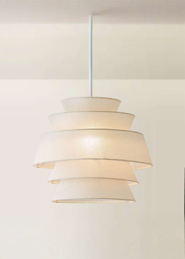 ValueLights Valerie Linen Natural Tiered Easy Fit Lampshade