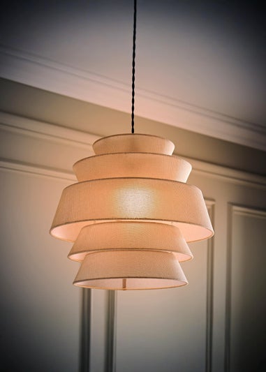 ValueLights Valerie Linen Natural Tiered Easy Fit Lampshade
