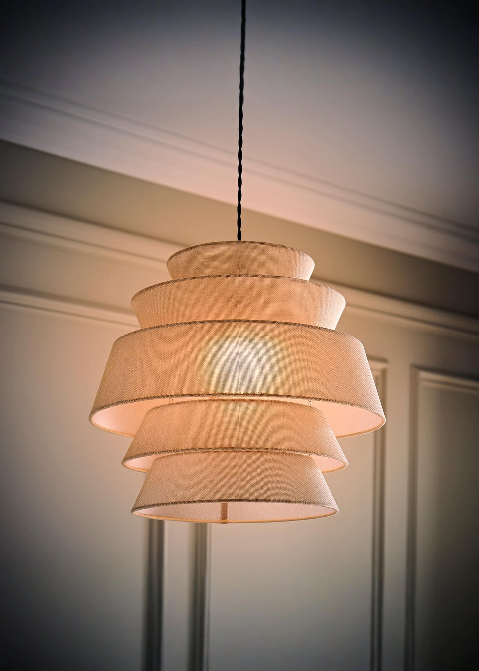 ValueLights Valerie Linen Natural Tiered Easy Fit Lampshade