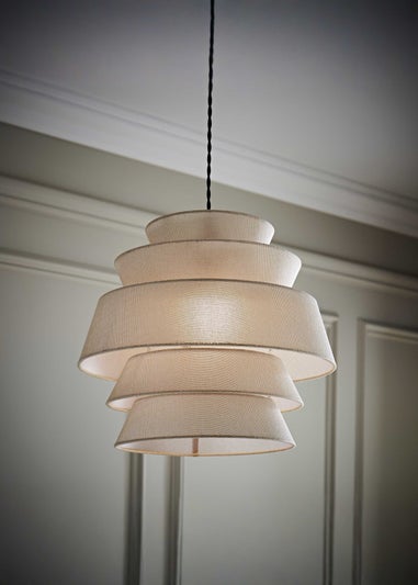 ValueLights Valerie Linen Natural Tiered Easy Fit Lampshade