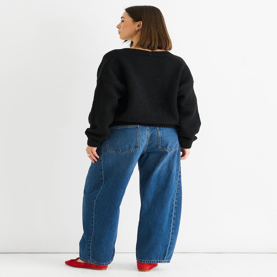 Gini London Black Contrast Strawberry Knitted Short Cardigan